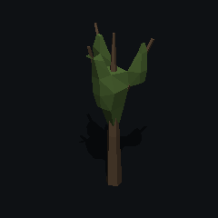 The same low poly oak, LOD2