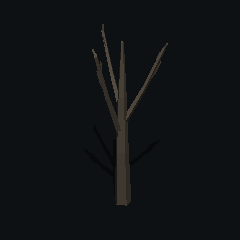 The same low poly oak, dead