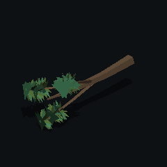 The same low poly oak, felled