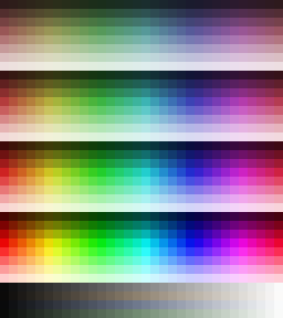 The PolyMason palette: the full spectrum as blocks, one texture for every model